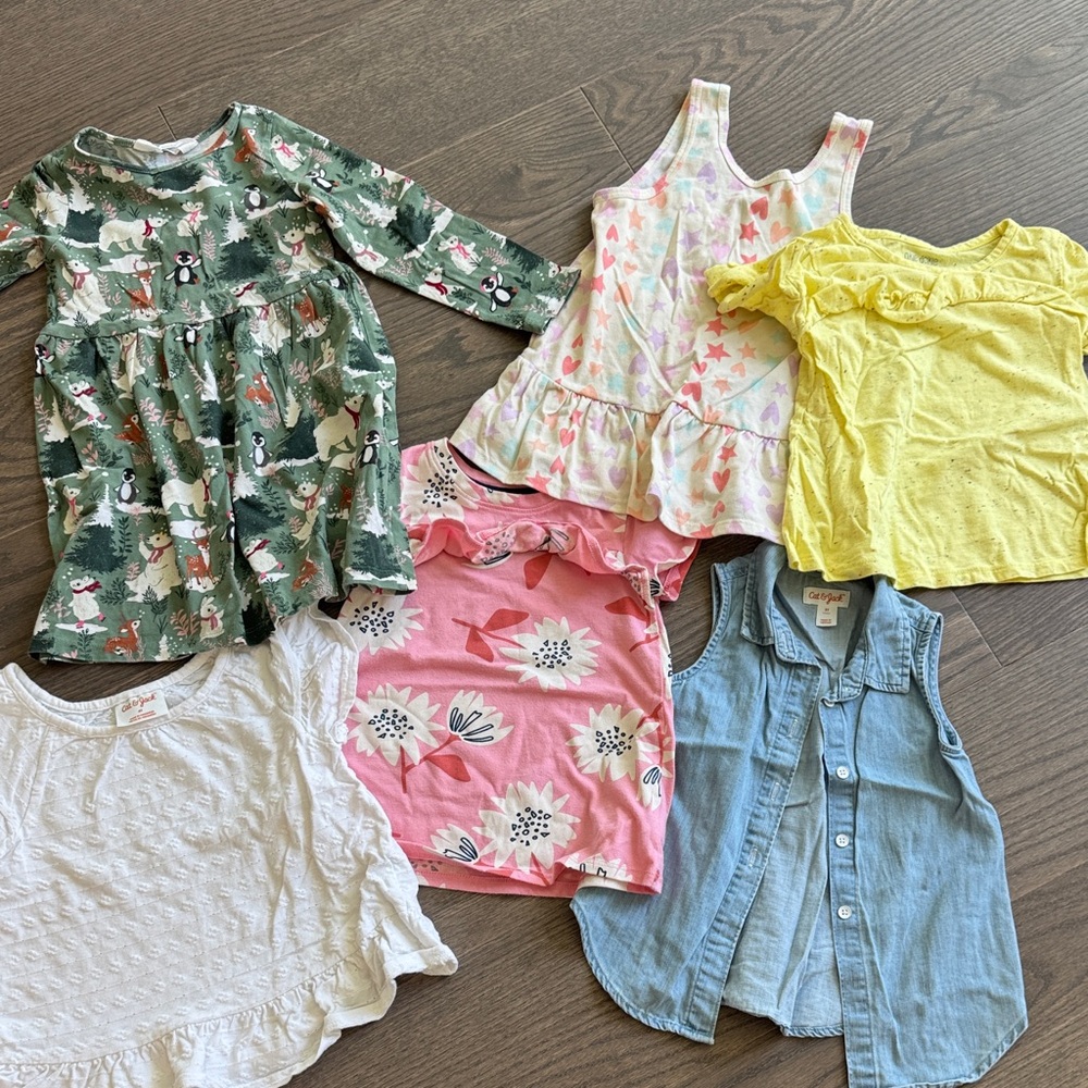 Girls Mixed Tank & Tee Set - Floral, Denim, Yellow, Pink, Green